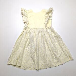 Vintage Oshkosh Bgosh Dress Girls Size 6 Yellow Floral Flutter Pinafore